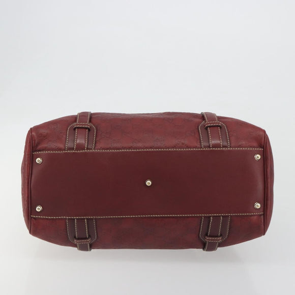 GUCCI GG Canvas Guccissima Boston Bag Leather Red Gold 163290 Auth 195581A