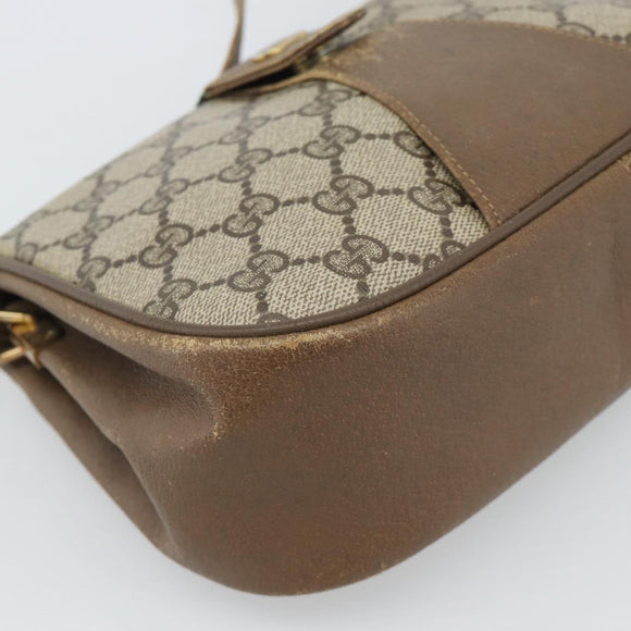 GUCCI GG Supreme Web Sherry Line Bag PVC Beige Gold 116 02 024 Auth 195582