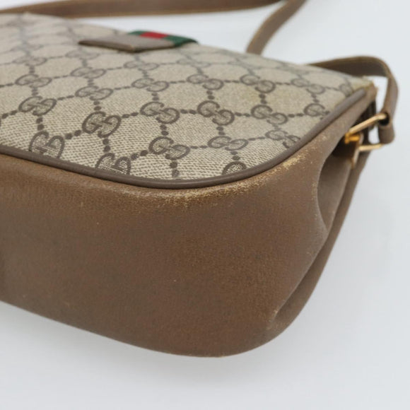 GUCCI GG Supreme Web Sherry Line Bag PVC Beige Gold 116 02 024 Auth 195582