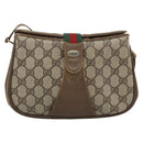 GUCCI GG Supreme Web Sherry Line Bag PVC Beige Gold 116 02 024 Auth 195582-2