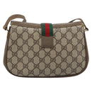 GUCCI GG Supreme Web Sherry Line Bag PVC Beige Gold 116 02 024 Auth 195582-3