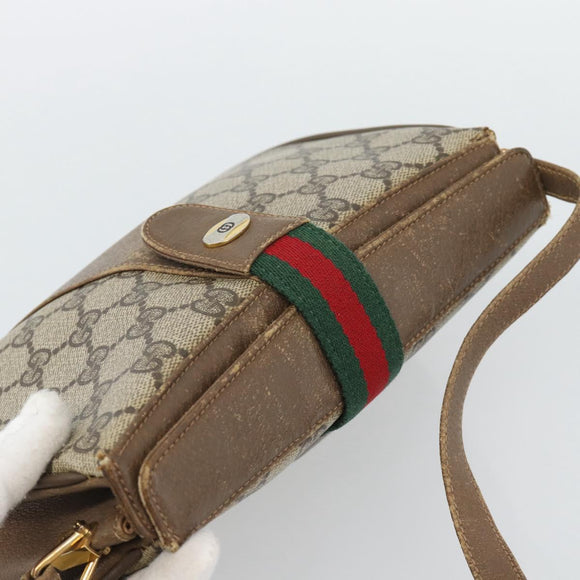 GUCCI GG Supreme Web Sherry Line Bag PVC Beige Gold 116 02 024 Auth 195582