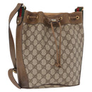 GUCCI GG Supreme Web Sherry Line Bag PVC Beige Gold 41 02 034 Auth 195583-1