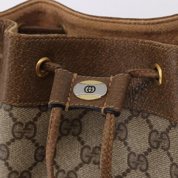 GUCCI GG Supreme Web Sherry Line Bag PVC Beige Gold 41 02 034 Auth 195583