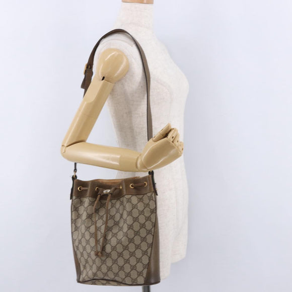 GUCCI GG Supreme Web Sherry Line Bag PVC Beige Gold 41 02 034 Auth 195583