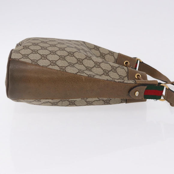 GUCCI GG Supreme Web Sherry Line Bag PVC Beige Gold 41 02 034 Auth 195583