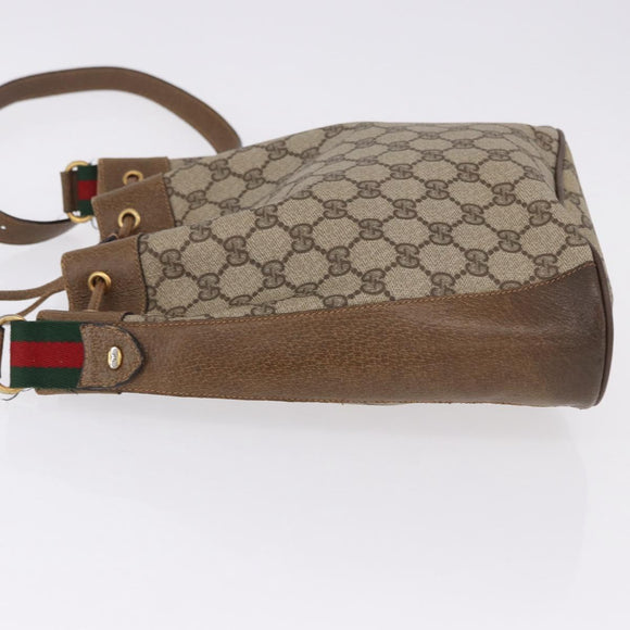 GUCCI GG Supreme Web Sherry Line Bag PVC Beige Gold 41 02 034 Auth 195583