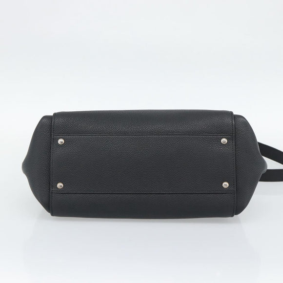 Salvatore Ferragamo Sofia Gancini Hand Bag Leather 2way Black Silver Auth 195584