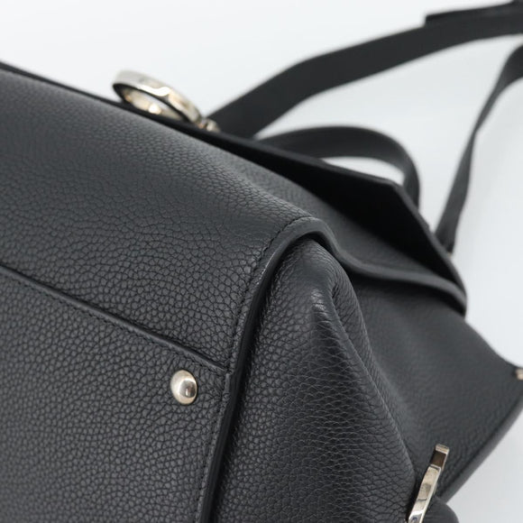 Salvatore Ferragamo Sofia Gancini Hand Bag Leather 2way Black Silver Auth 195584