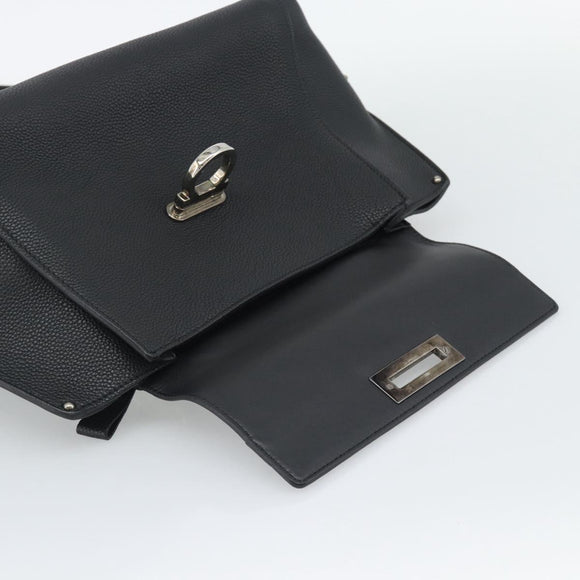 Salvatore Ferragamo Sofia Gancini Hand Bag Leather 2way Black Silver Auth 195584