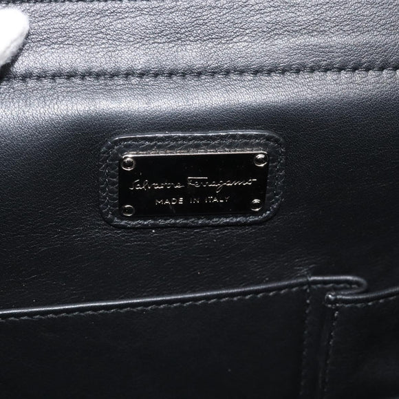 Salvatore Ferragamo Sofia Gancini Hand Bag Leather 2way Black Silver Auth 195584