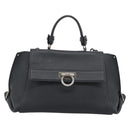 Salvatore Ferragamo Sofia Gancini Hand Bag Leather 2way Black Silver Auth 195584-13