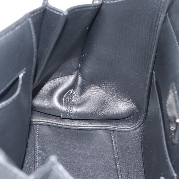 Salvatore Ferragamo Sofia Gancini Hand Bag Leather 2way Black Silver Auth 195584