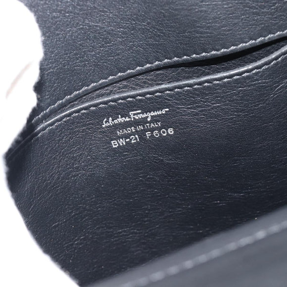 Salvatore Ferragamo Sofia Gancini Hand Bag Leather 2way Black Silver Auth 195584