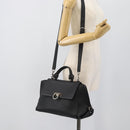 Salvatore Ferragamo Sofia Gancini Hand Bag Leather 2way Black Silver Auth 195584-26