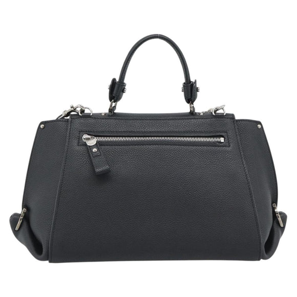 Salvatore Ferragamo Sofia Gancini Hand Bag Leather 2way Black Silver Auth 195584