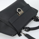 Salvatore Ferragamo Sofia Gancini Hand Bag Leather 2way Black Silver Auth 195584-6
