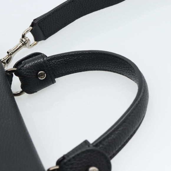 Salvatore Ferragamo Sofia Gancini Hand Bag Leather 2way Black Silver Auth 195584