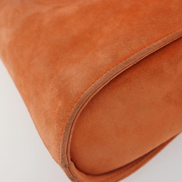 Salvatore Ferragamo Hand Bag Suede Orange Gold Auth 195588