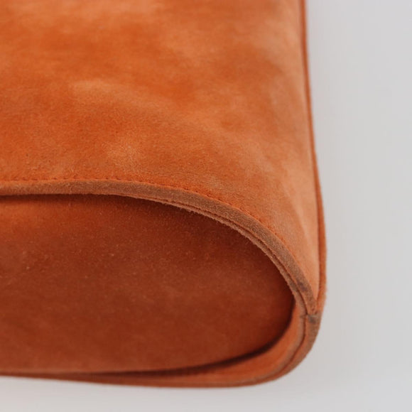 Salvatore Ferragamo Hand Bag Suede Orange Gold Auth 195588