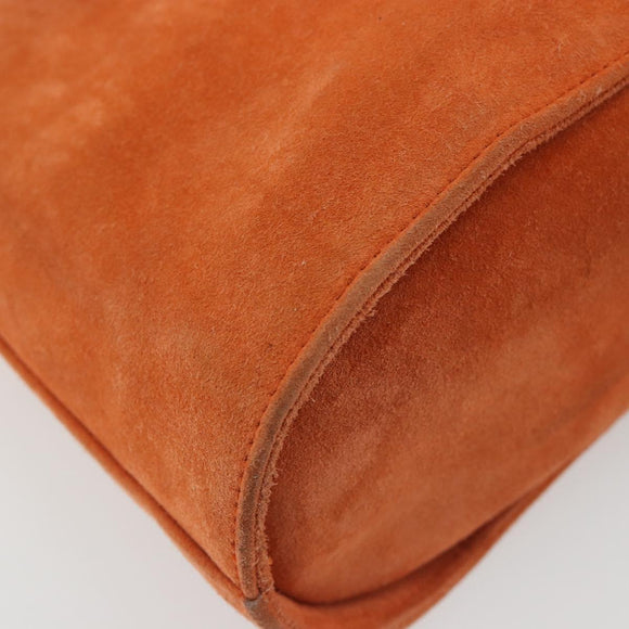 Salvatore Ferragamo Hand Bag Suede Orange Gold Auth 195588