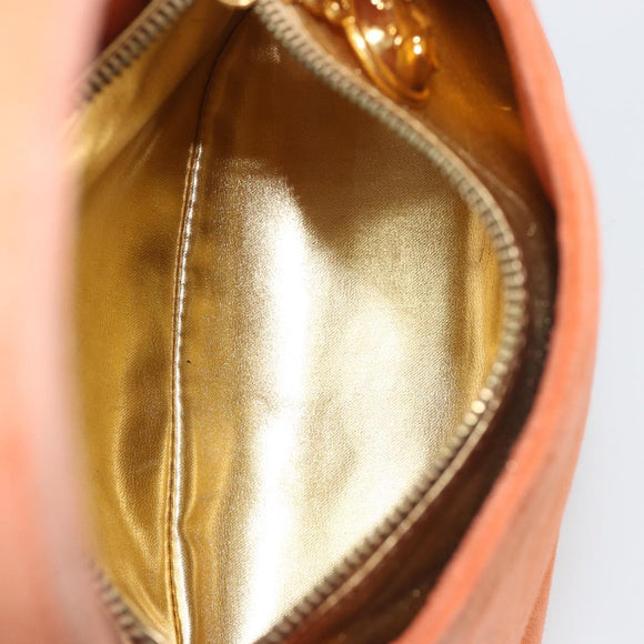 Salvatore Ferragamo Hand Bag Suede Orange Gold Auth 195588