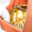 Salvatore Ferragamo Hand Bag Suede Orange Gold Auth 195588-18