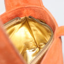 Salvatore Ferragamo Hand Bag Suede Orange Gold Auth 195588-19