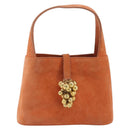 Salvatore Ferragamo Hand Bag Suede Orange Gold Auth 195588-2
