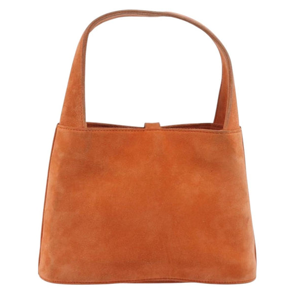 Salvatore Ferragamo Hand Bag Suede Orange Gold Auth 195588