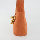 Salvatore Ferragamo Hand Bag Suede Orange Gold Auth 195588-4
