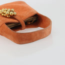 Salvatore Ferragamo Hand Bag Suede Orange Gold Auth 195588-7