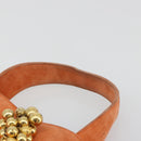 Salvatore Ferragamo Hand Bag Suede Orange Gold Auth 195588-8