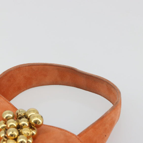 Salvatore Ferragamo Hand Bag Suede Orange Gold Auth 195588