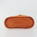 Salvatore Ferragamo Hand Bag Suede Orange Gold Auth 195588-9