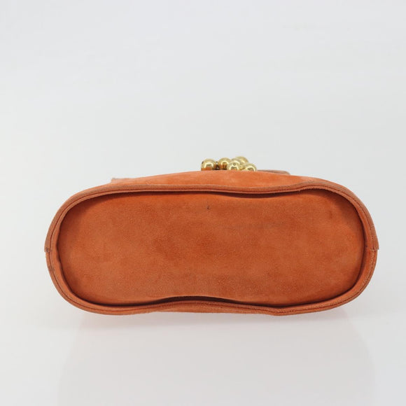 Salvatore Ferragamo Hand Bag Suede Orange Gold Auth 195588