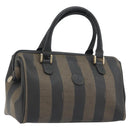 FENDI Pecan Canvas Boston Bag PVC Black Brown Auth 195590-1