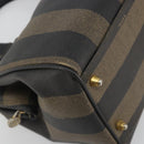 FENDI Pecan Canvas Boston Bag PVC Black Brown Auth 195590-14