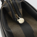 FENDI Pecan Canvas Boston Bag PVC Black Brown Auth 195590-10