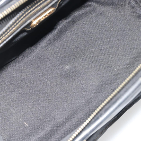 FENDI Pecan Canvas Boston Bag PVC Black Brown Auth 195590