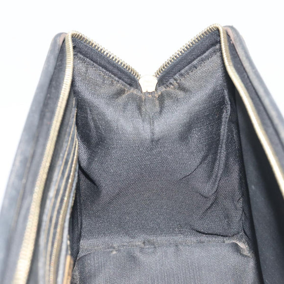 FENDI Pecan Canvas Boston Bag PVC Black Brown Auth 195590