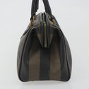 FENDI Pecan Canvas Boston Bag PVC Black Brown Auth 195590-3