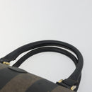 FENDI Pecan Canvas Boston Bag PVC Black Brown Auth 195590-8