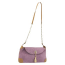 GUCCI Chain Shoulder Bag Suede Purple Gold 001 4113 Auth 195593A-1