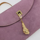 GUCCI Chain Shoulder Bag Suede Purple Gold 001 4113 Auth 195593A-17