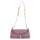 GUCCI Chain Shoulder Bag Suede Purple Gold 001 4113 Auth 195593A-13
