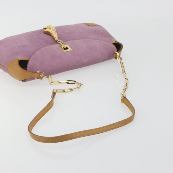 GUCCI Chain Shoulder Bag Suede Purple Gold 001 4113 Auth 195593A