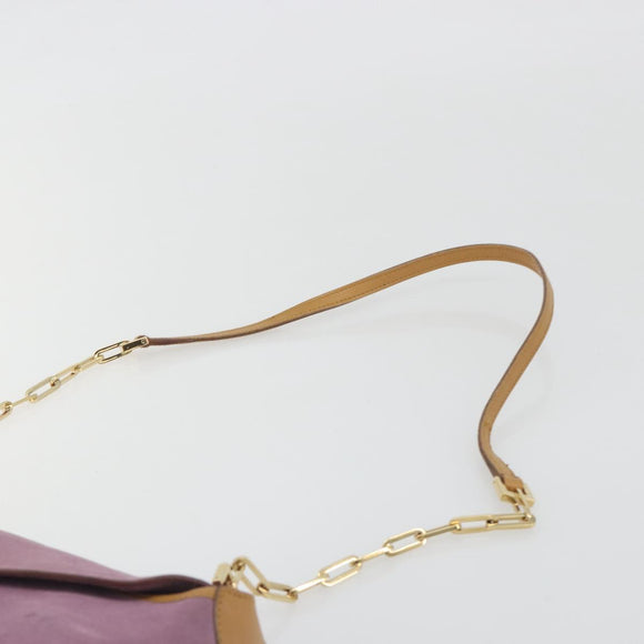 GUCCI Chain Shoulder Bag Suede Purple Gold 001 4113 Auth 195593A