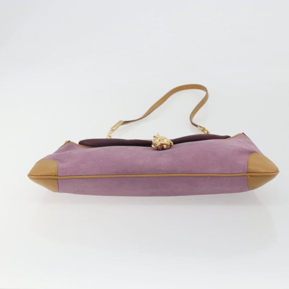 GUCCI Chain Shoulder Bag Suede Purple Gold 001 4113 Auth 195593A