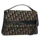 Christian Dior Trotter Canvas Shoulder Bag 2way Navy Gold Auth 195594A-1